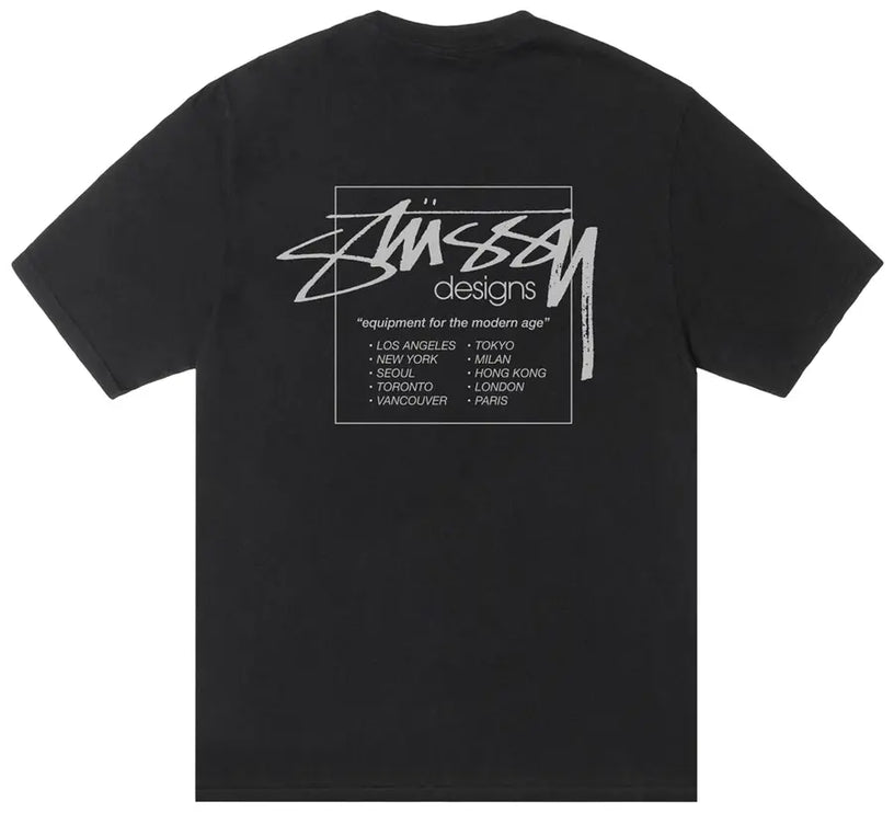 Stussy T Shirt Modern Age Pigment Dyed Natural Black