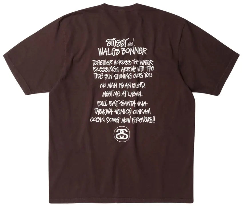 Stussy x Wales Bonner T Shirt Ocean Song Brown