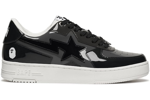 A Bathing Ape Bape Sta Icon Low Black Grey Patent