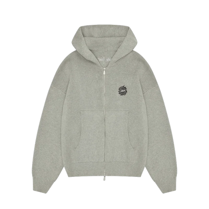 Sun Logo Knit Zip-Up Hoodie Heather Grey