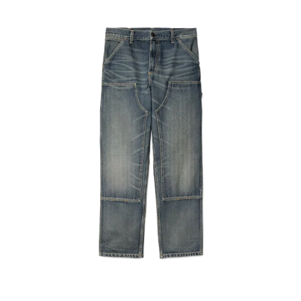 Carhartt WIP Double Knee Pant Blue Worn Used Wash