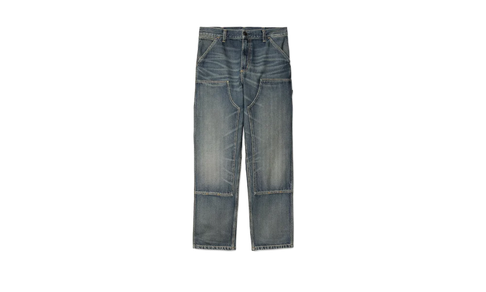 Carhartt WIP Double Knee Pant Blue Worn Used Wash