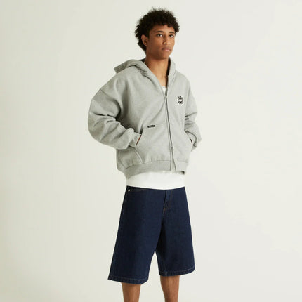 Sun Logo Knit Zip-Up Hoodie Heather Grey