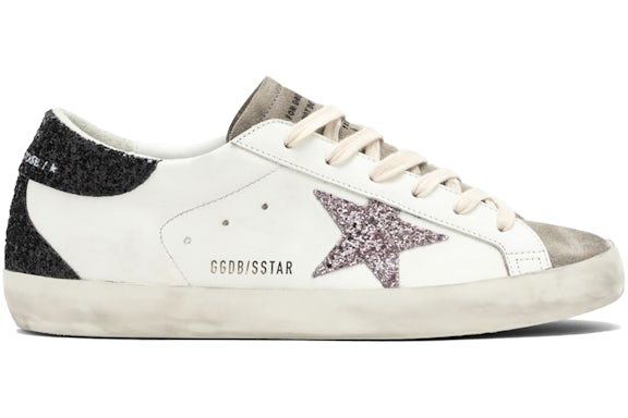 Golden Goose Super-Star White Black Cream Glitter (Women's)