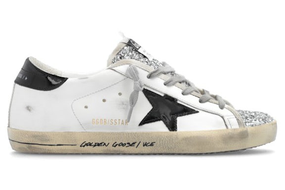 Golden Goose Super-Star White Black Silver Glitter (Women's)