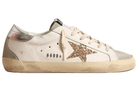 Golden Goose Super-Star White Ice Gray Gold Glitter (Women's)