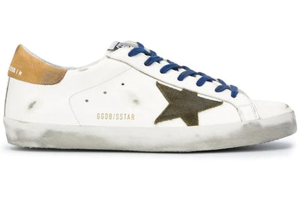 Golden Goose Super-Star White Vacchetta Tan Dill Green Patch