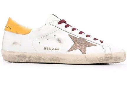 Golden Goose Super-Star White Yellow Burgundy Snakeskin Patch