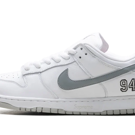 Nike SB Dunk Low Supreme White Metallic Silver