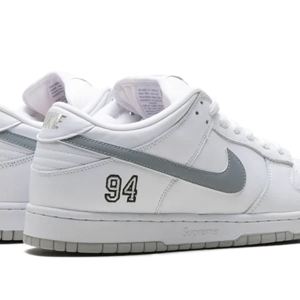 Nike SB Dunk Low Supreme White Metallic Silver