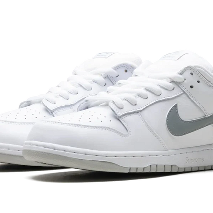 Nike SB Dunk Low Supreme White Metallic Silver