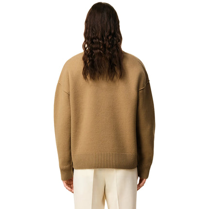 Back View of Ami Paris ADC Knitted Tan Polo Sweatshirt  UPL409-018-288