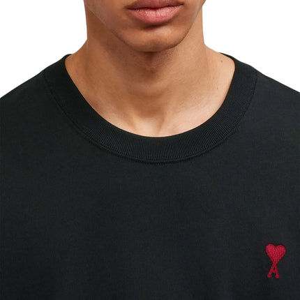 Detail view of Ami Paris Ami De Coeur Black Red T Shirt bfuts001724