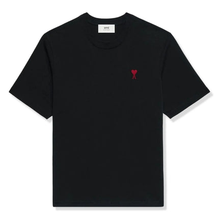 Front view of Ami Paris Ami De Coeur Black Red T Shirt bfuts001724