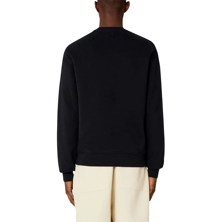 Model back view of Ami Paris Ami De Coeur Black Sweatshirt