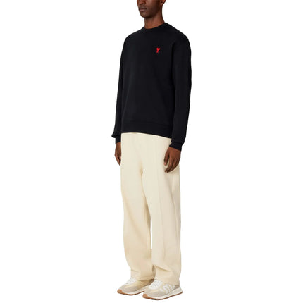 Model front view of Ami Paris Ami De Coeur Black Sweatshirt