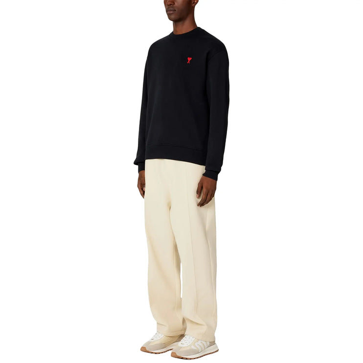 Model front view of Ami Paris Ami De Coeur Black Sweatshirt