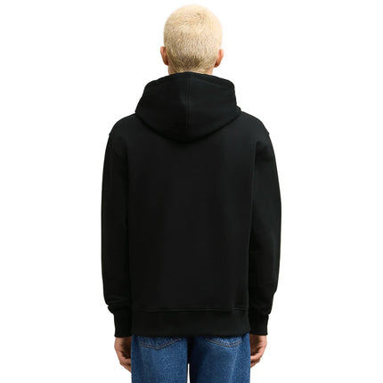 Model back view of Ami Paris Ami De Coeur Cotton Black Zip-Up Hoodie USW415747001