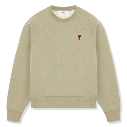 Front view of Ami Paris Ami De Coeur Green Sweatshirt E24USW005747