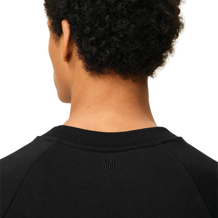 Detailed Back View of Ami Paris Cotton Ami De Coeur Black Sweatshirt USW771747-001