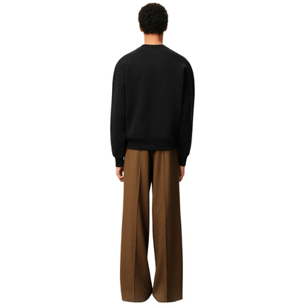 Model Back View of Ami Paris Cotton Ami De Coeur Black Sweatshirt USW771747-001