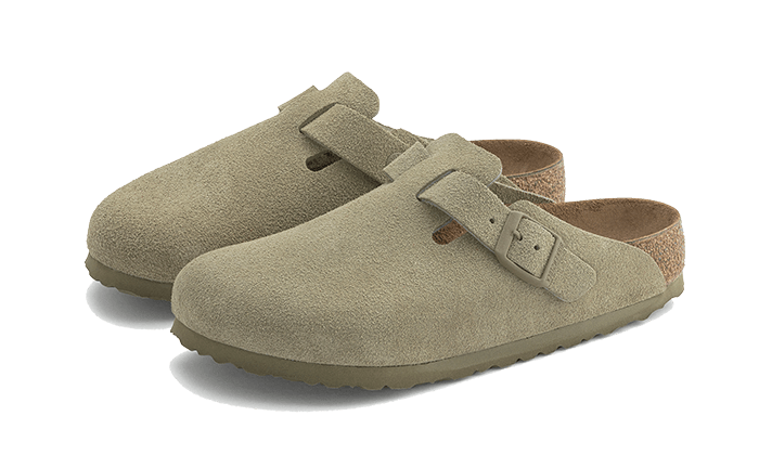 Birkenstock Boston Suede Leather Faded Khaki