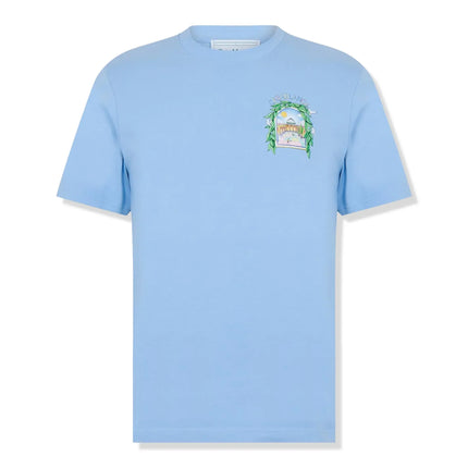 Front view of Casablanca Casa Larche Tennis Blue T Shirt