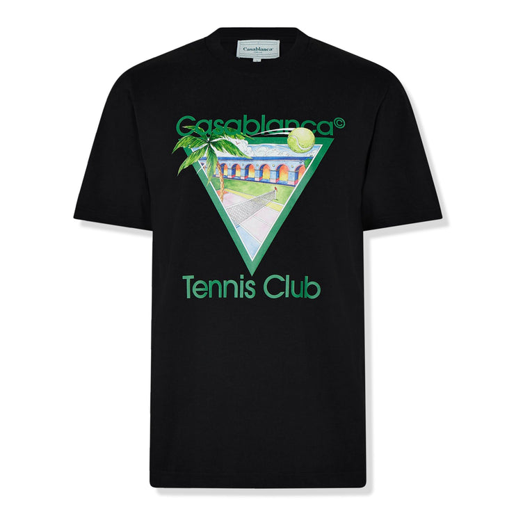 Front view of Casablanca Casa Tennis Club Black T Shirt MF23-JTS-001-44-EX