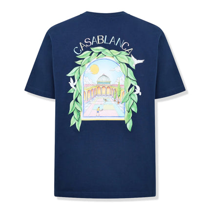 Back view of Casablanca L'Arche Tennis Club Graphic Navy T Shirt 