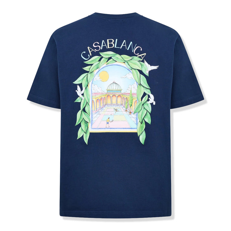 Back view of Casablanca L'Arche Tennis Club Graphic Navy T Shirt 