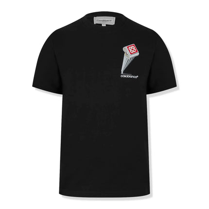Front view of Casablanca Leaning Column Black T Shirt MF24JTS001