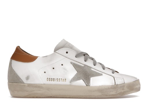 Golden Goose Super-Star White Vacchetta Tan Grey Suede Patch (Women's)