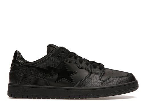 A Bathing Ape Bape SK 8 Sta Triple Black Patent Leather Sta Logo