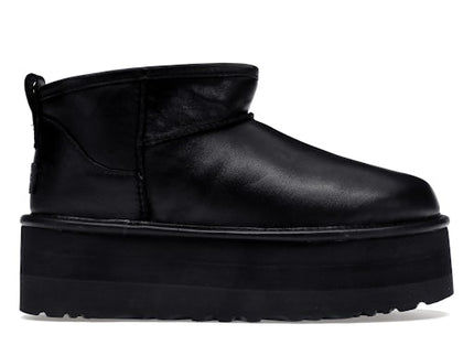 UGG Classic Ultra Mini Platform Boot Black Leather (Women's)