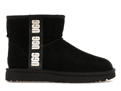 UGG Classic Mini Side Logo Boot Black White (Women's)