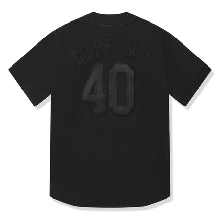 Back view of Supreme 40 Acres Twill Baseball Black Jersey