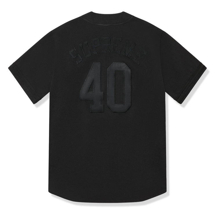 Back view of Supreme 40 Acres Twill Baseball Black Jersey