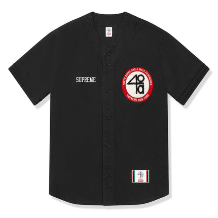 Front view of Supreme 40 Acres Twill Baseball Black Jersey