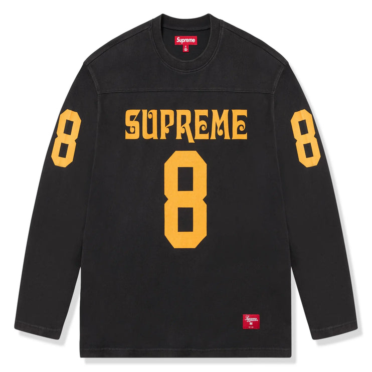 Front View of Supreme Affiliated L/S Black Football Top SS25KN34-BLACK