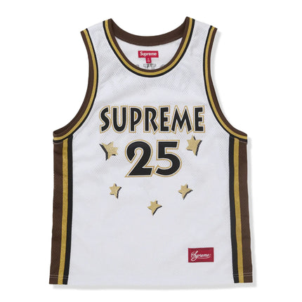Front View of Supreme All Star Basketball White Jersey (SS25) SS25KN32