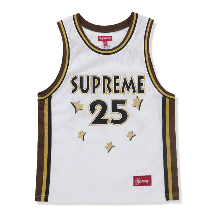 Front View of Supreme All Star Basketball White Jersey (SS25) SS25KN32