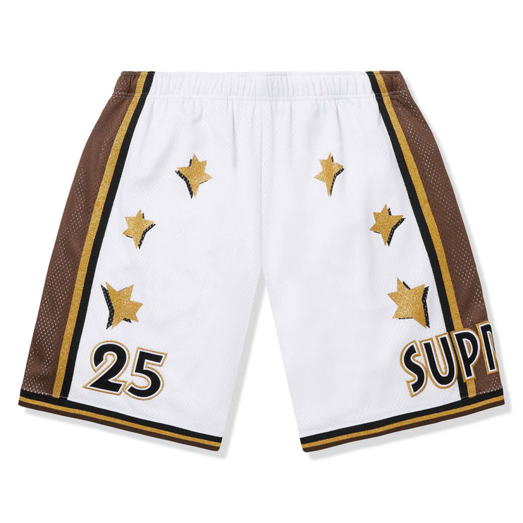 Front View of Supreme All Star Basketball White Shorts (SS25) SS25SH31-WHITE