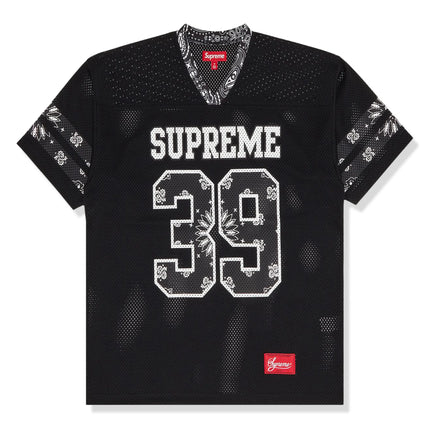 Front view of Supreme Bandana Black Football Jersey SS25KN94 BLACK