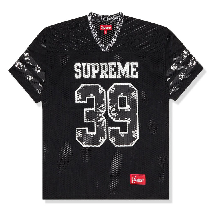 Front view of Supreme Bandana Black Football Jersey SS25KN94 BLACK