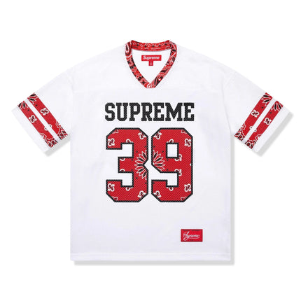 Front View of Supreme Bandana White Football Jersey SS25KN94-WHITE