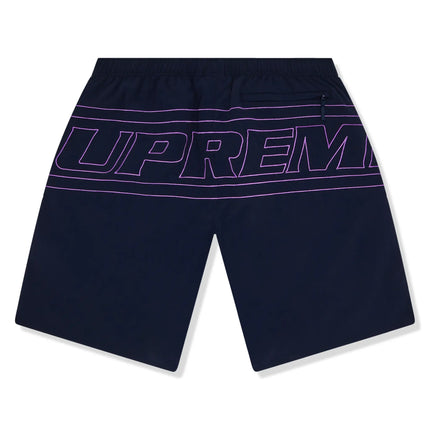 Back View of Supreme Big Logo Nylon Navy Shorts SS25SH42-NAVY