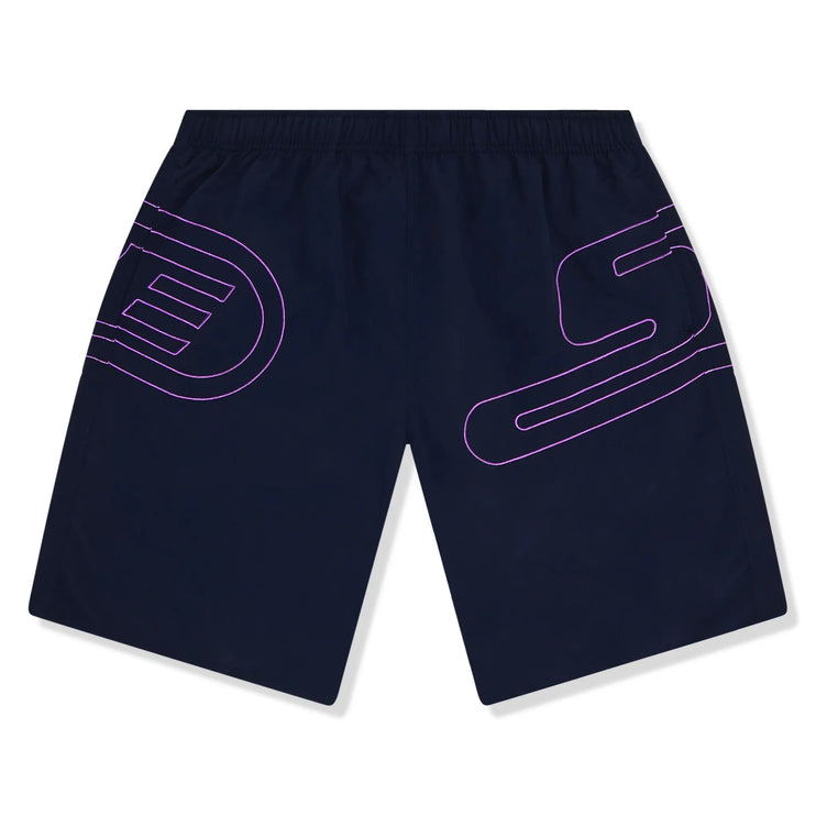 Front View of Supreme Big Logo Nylon Navy Shorts SS25SH42-NAVY