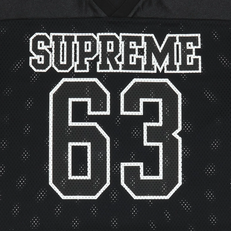 Front View of Supreme Bones Black Football Jersey FW25KN15-BLACK