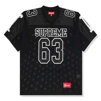 Front View of Supreme Bones Black Football Jersey FW25KN15-BLACK