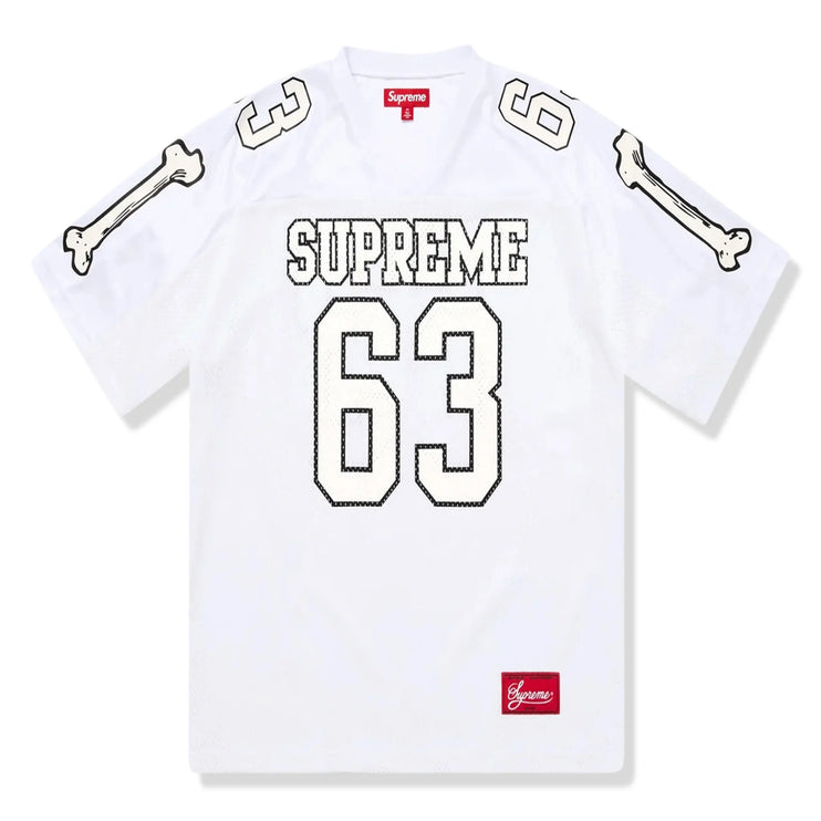Front View of Supreme Bones White Football Jersey FW25KN15-WHITE